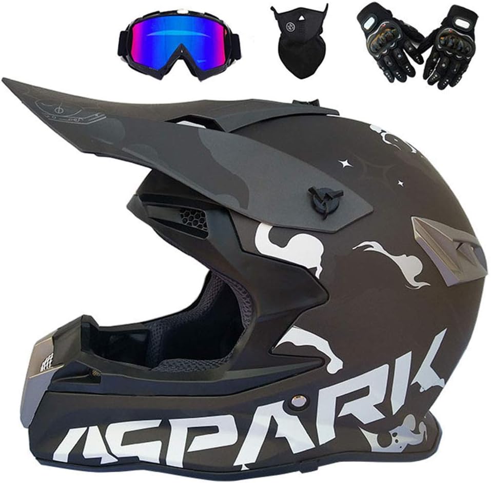 NBZH Adult Off Road Helmet Motocross Dirt Bike Motorcycle ATV Helmet AM mountain bike Crossbike Enduro Sport DOT helmet with Gloves Storm Mask and Glasses (6 style)