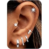 Florideco Small Hoop Earrings 14K Gold Plated Hypoallergenic Flat Back Earrings Surgical Stainless Steel Cartilage Earring Sets for Multiple Piercing Trendy Earring Stacks Flatback Stud Earrings