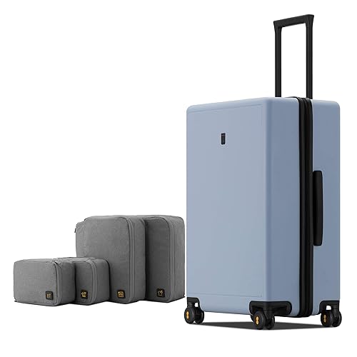 LEVEL8 Elegance Checked Luggage, 24 Inch Hardside Suitcase