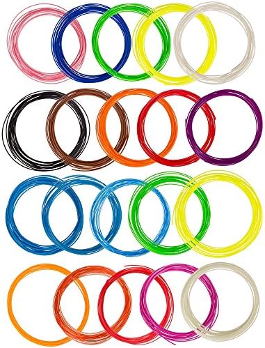 Premium 3D Printing Pen Filament Sample Pack (1.75mm) – 400 Linear Feet – 20 Rolls &amp; Colors – Blue, Purple, Orange, Glow in the Dark &amp; More – Arts and Crafts
