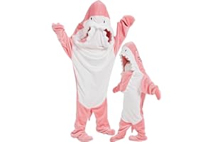 NAFLEAP Wearable Blanket Hoodie kids Shark Dinosaur Onesie Costume Gifts for Girls, Shark pink, 140