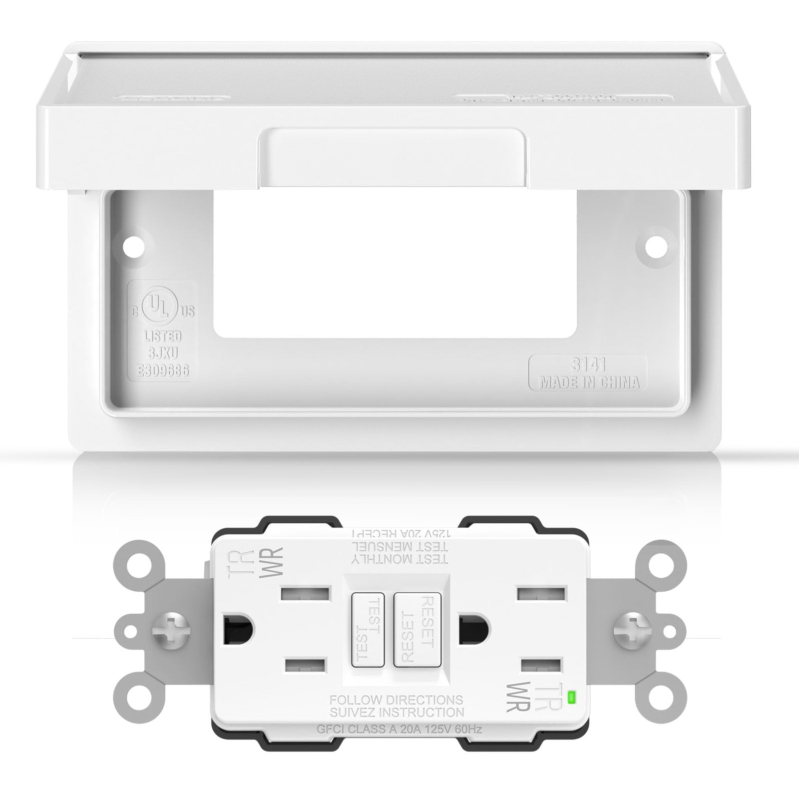 AIDA 15A GFCI Outlet with Weatherproof Cover, Tamper-Resistant ...