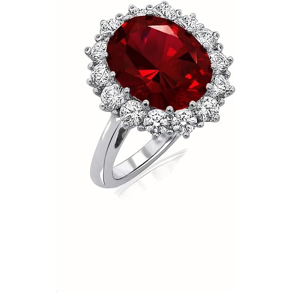 Bague Alliance Silverly - Argent 925, Zirconia Cubique Rouge (Neuf Avec Étiquettes)