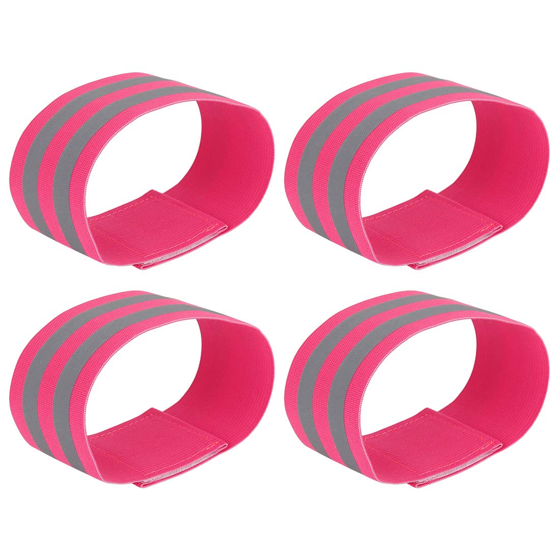 X AUTOHAUX 4pcs Reflective Bands for Arm Cycling Reflective Armbands Pink