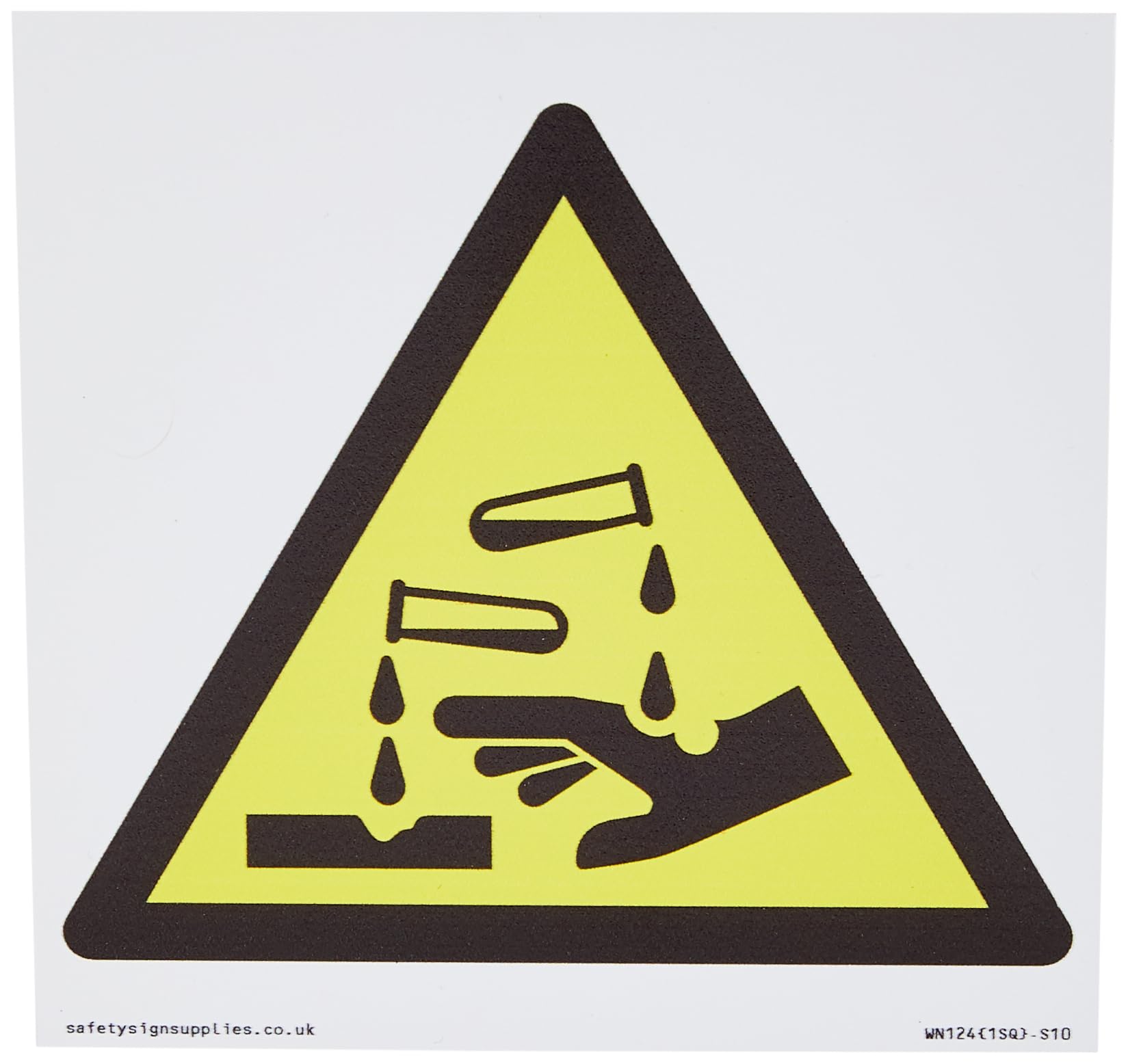 W023 Warning: Corrosive substance Sign - 100x100mm - S10