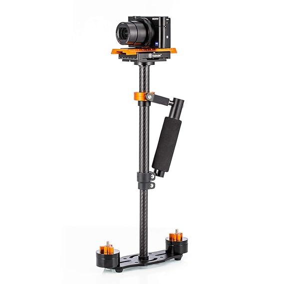 TARION S40T Schwebestativ Kohlefaser Kamera Stabilisator 40cm mit Schnellwechselplatte 1/4' und 3/8' für Kameras bis zu 1,50 