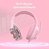 IMYB Gaming Headset with Microphone Pink 50mm Driver 7.1 USB Amp view 2