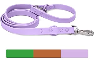 Waterproof Dog Leash | BearBone Double Ended Dog Leash | PVC Rubber Dog Leash with Dual Clip for Versatility | Lilac Dog Leash for Small Dogs (Lilac, Small)