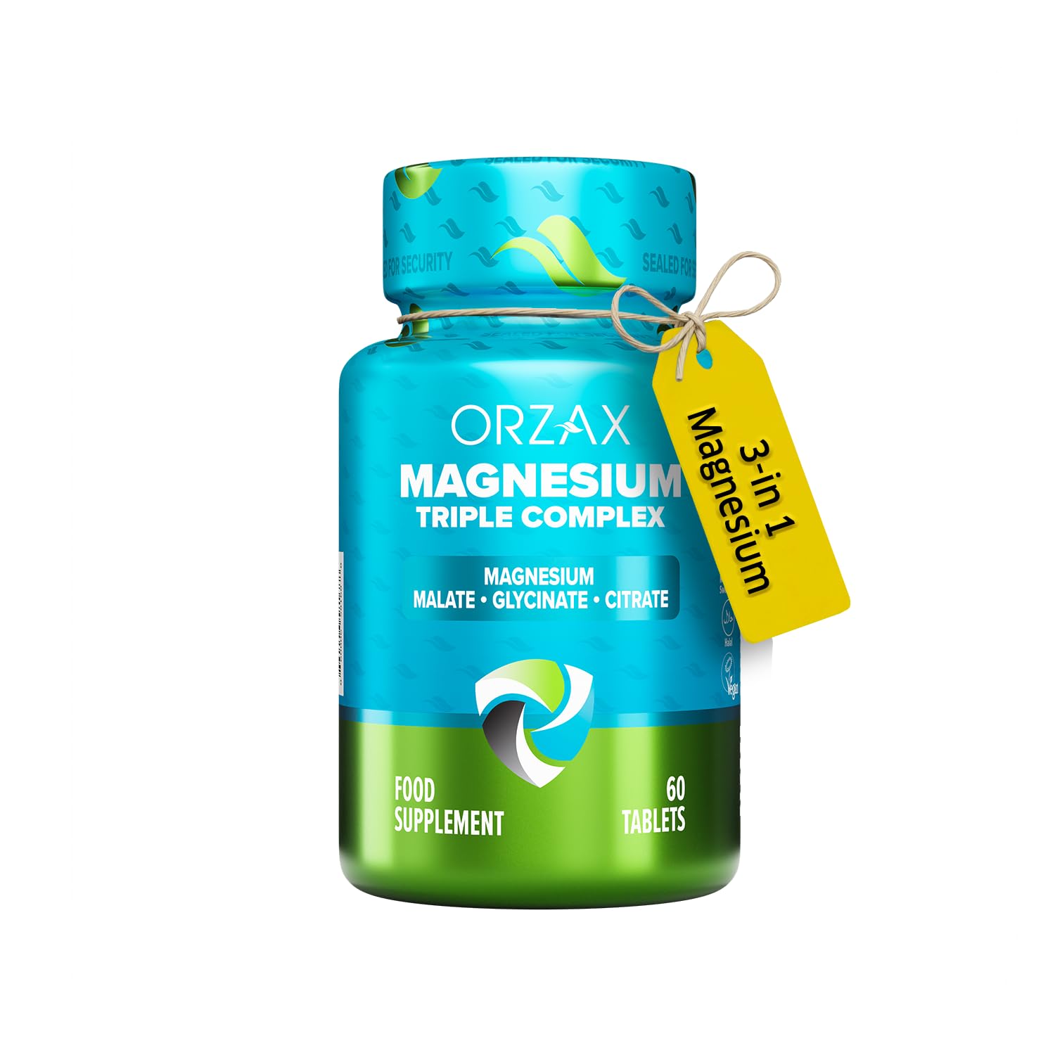 ORZAX Magnesium Glycinate, Citrate, Malate - 200 mg of Triple Complex Magnesium for Muscles, Nerves, & Energy - Leg Cramps, Calm & Sleep Supplement (60 Tablets)