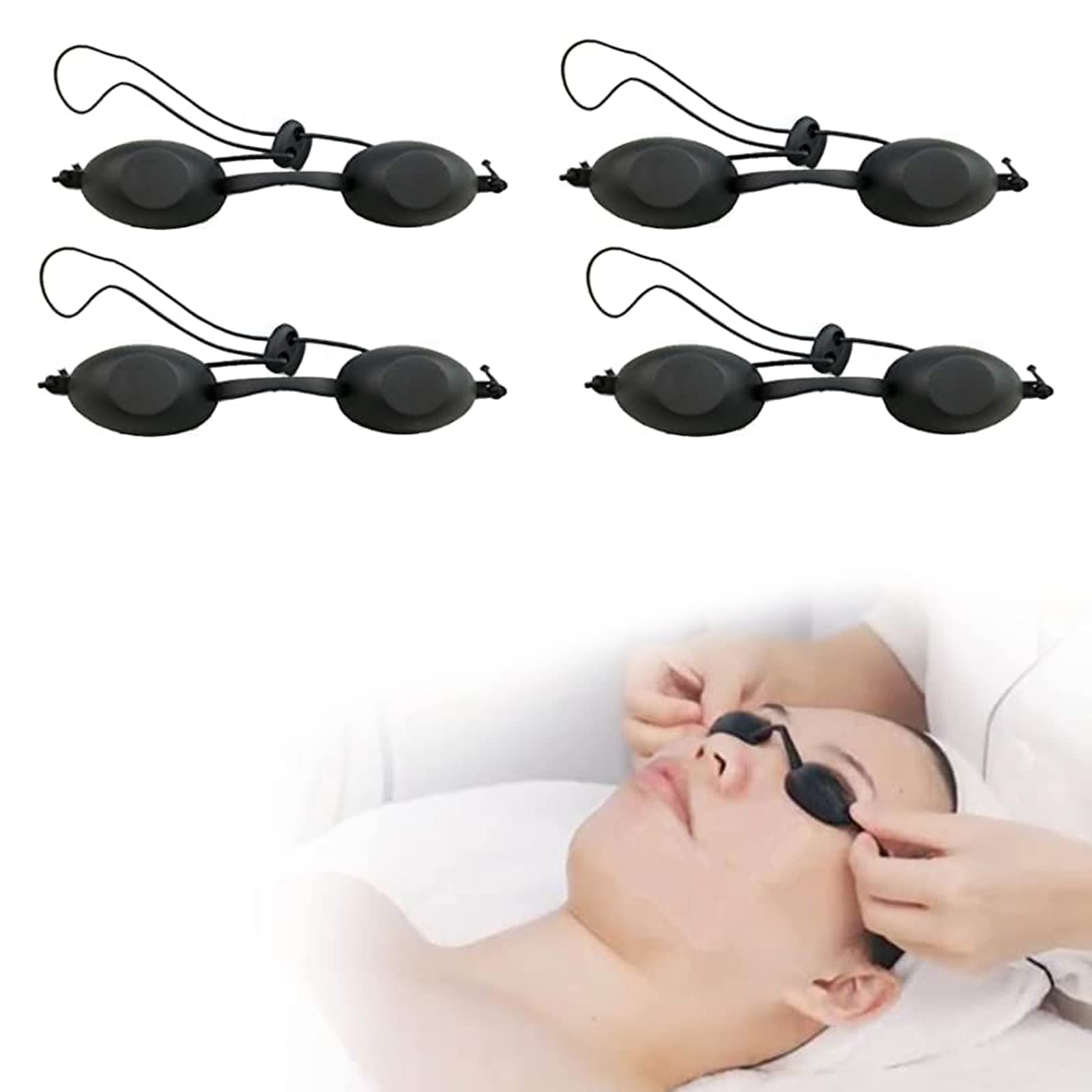 KARELLS Sunbed Goggles, Sunbed Eye Protection, 4 Pcs Tanning Goggles for Sunbeds, Tanning Goggles, Silicone Sunbed Goggles, Solarium Glasses, Safety Tanning Goggles, for IPL UV Infrared Rays Therapy