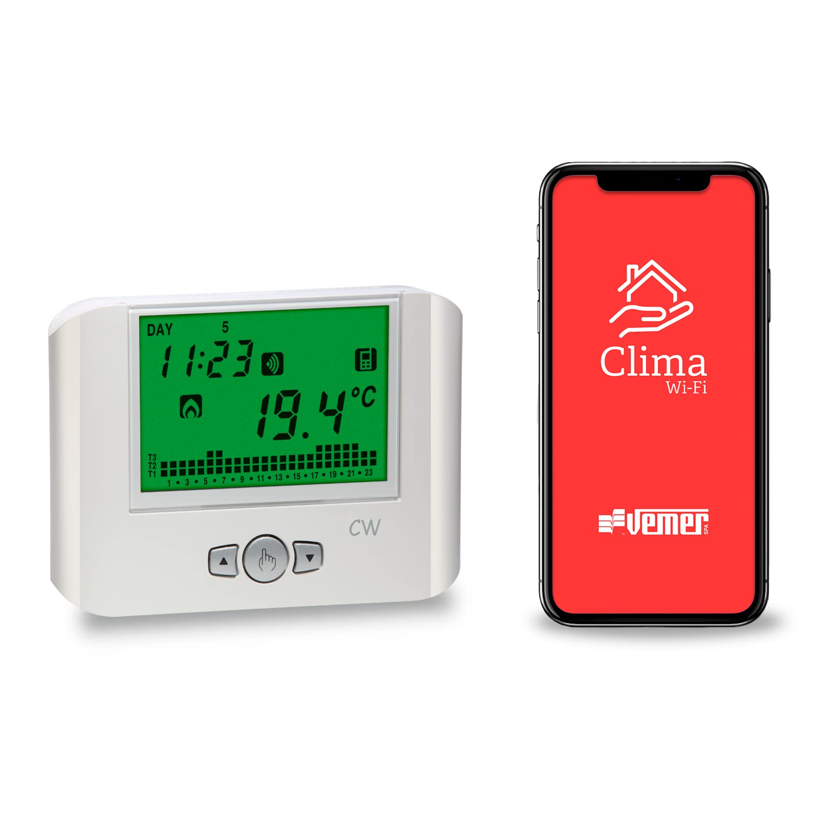 VEMER CW White Chronothermostat WiFi, One Size
