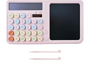 Desk Calculator with Writing Pad,6 Inch Desktop Calculator with Notepad,12 Digit Large Button,Solar and Battery Powered,for S