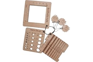 Wood Knitting Needle Gauge Yarn Gauge Wood Ruler Tool Set for Beginner Adult Accessories Yarn Measuring Tool