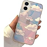 I-MGAE-IN-AR Compact Case for iPhone 16 Plus Holographic Cloud Design,Cute Trendy Soft Slim TPU Shockproof Protective Phone Cases Cover for Women Girls Aesthetic Glitter
