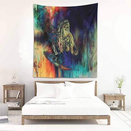 Amazon Com Diy Tapestry Native American Grungy Futuristic