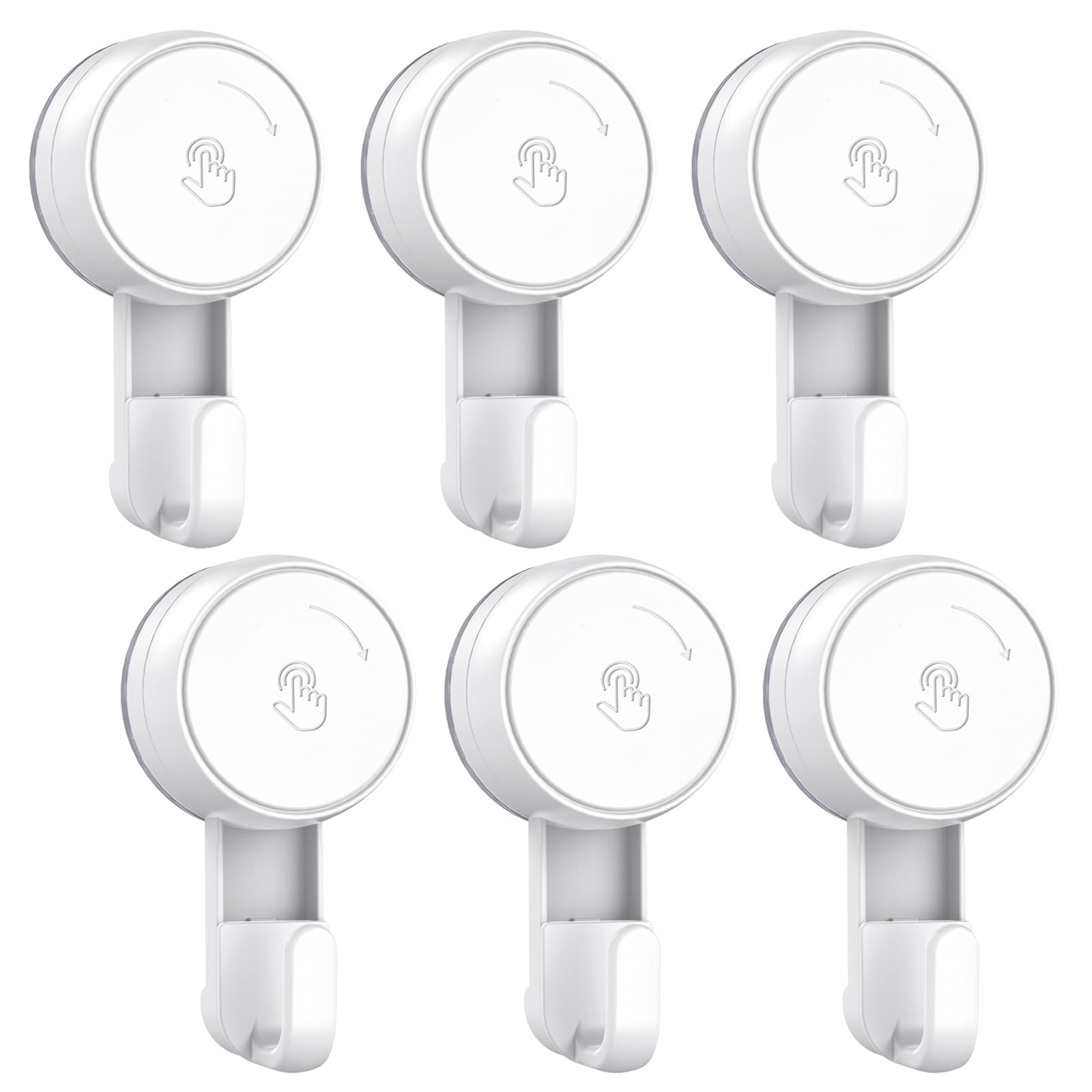 Luxear Suction Hooks Powerful Vacuum, Heavy Duty Shower Hooks Waterproof Suction Cup for Bathroom Kitchen Towel, Robe, Loofah Removable and Reusable Hook for Bags Coat (6Pack)