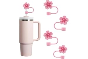 4pcs Cherry Blossom Silicone Straw Cover Cap for Stanley Cup,Straw Topper 10mm 0.4in Dust-Proof Reusable Straw Tips Lids,Flow