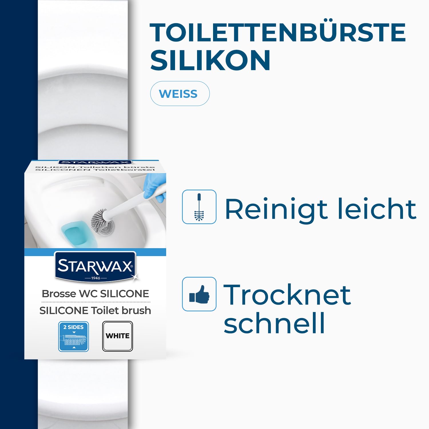STARWAX WC-Bürste Silikon doppelseitig Weiß 2