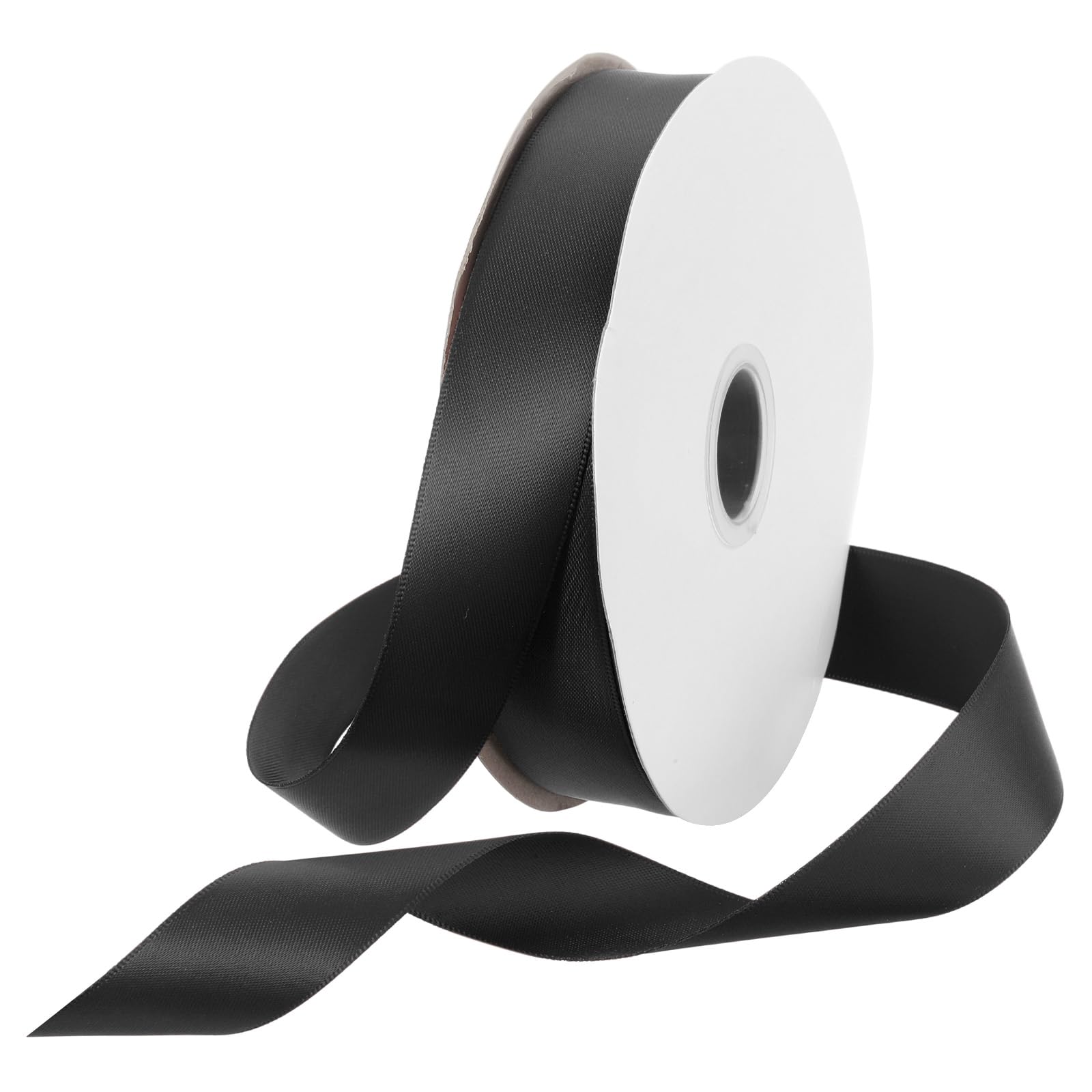 Rebower 25mm Satin Ribbon 46m Thick Double Face Grosgrain Silk Ribbon, [for Gift Wrapping, Hair Bows, Wedding, Cake, Flower] - 50 Yard/150ft/ Black