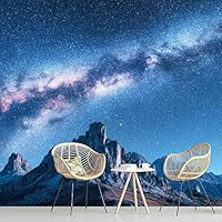 Wall Mural Stars and Moon in Night Sky Removable Self-Adhesive Wallpaper Wall Decoration for Bedroom Living Room - 66x96 inches