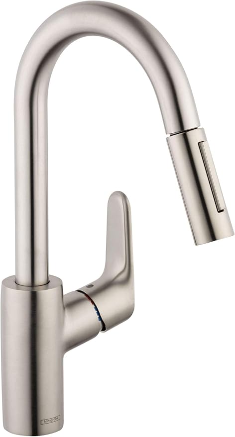 Hansgrohe Focus 2 Spray Prep Kitchen Faucet Steel Optik