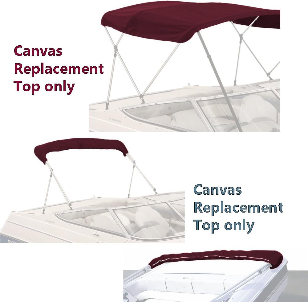 SavvyCraft 3 Bow Bimini Top Replacement Canvas Cover with Storage Boot/Without Frame