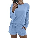 Ekouaer Womens Pajama Sets 2 Piece Lounge Set Casual Long Sleeve Loungewear Matching Sleepwear