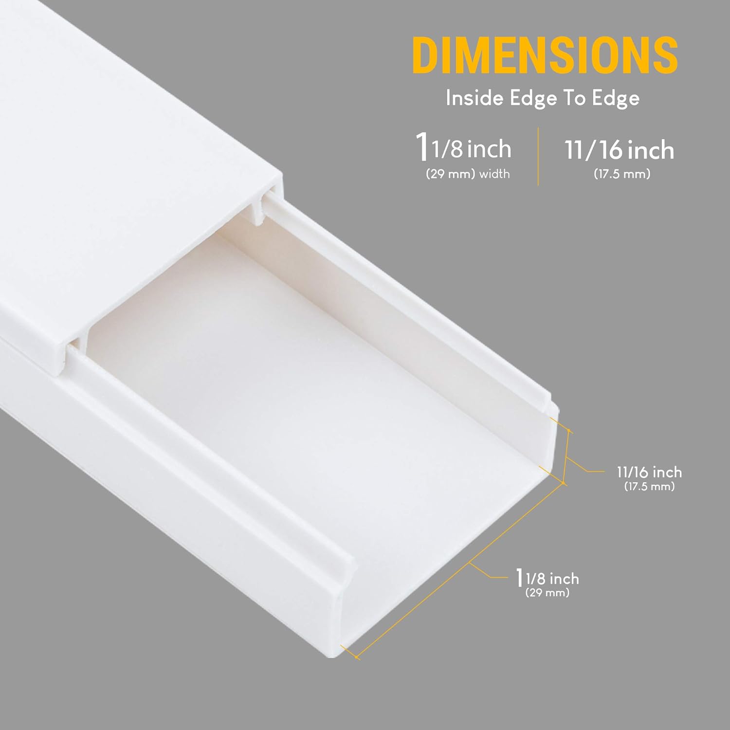 Simple Cord Cable Concealer On-Wall Cord Cover Raceway Kit - Cable Management System to Hide Cables, Cords, or Wires - Cord Organizer for Wall Mounted TVs and Computers at Home or in The Office: Electronics