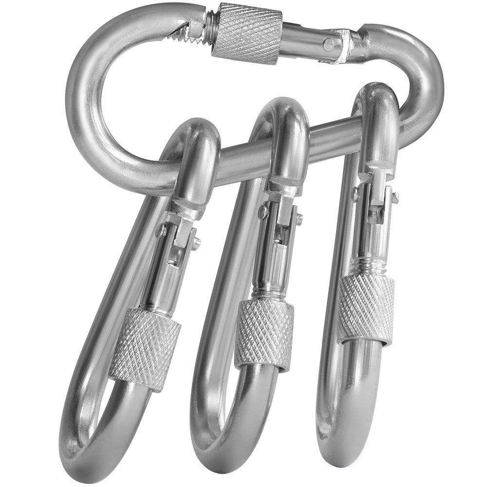 Photo 1 of BEWISHOME 4 Pack Carabiner Hooks Hammock Locking Solid Metal D Clips with Heavy Duty 500LBS Screw Gate for Camping Hiking Traveling Backpacking Outdoor HDK02W