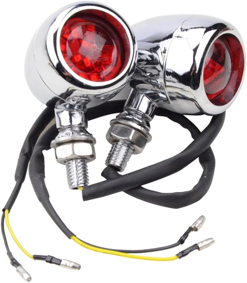 GOOFIT Motorcycle Red Cover Chrome LED Indicator Turn Signal light Side Light Lamp Replacement For Scooter ATV Bike