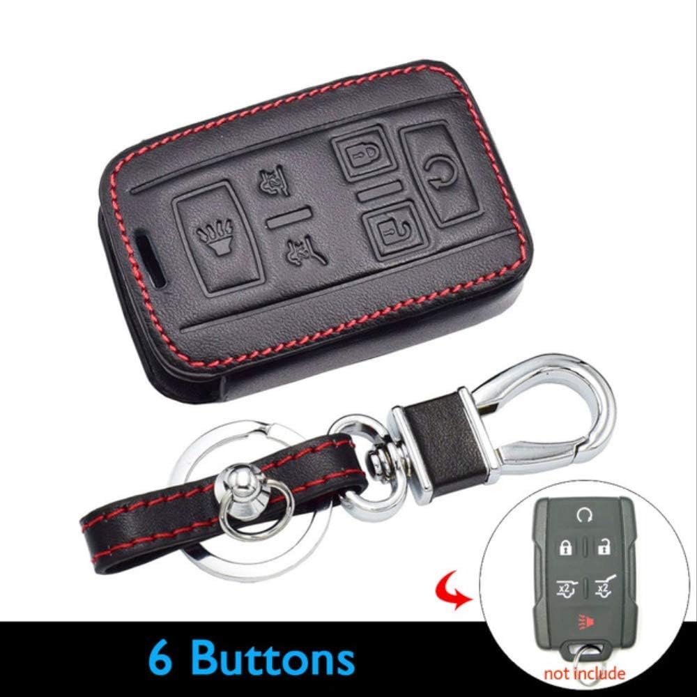 XVBTR Leather Car Key Case For GMC Sierra Canyon Chevrolet Colorado Silverado Smart Keyless Remote Fob Cover Auto Keychain Protect Bag 6 Buttons