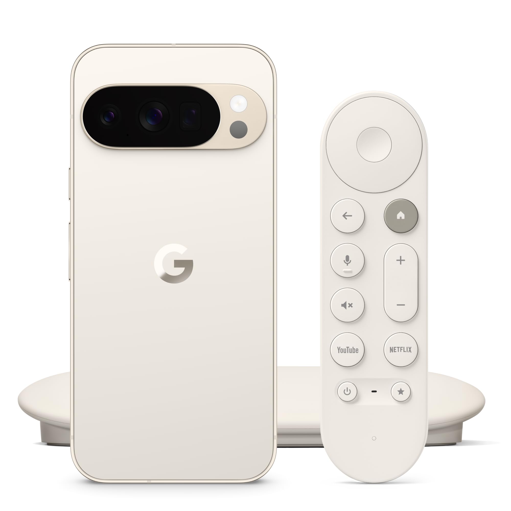 Google Pixel 10 Pro - Smartphone Android Libre con Gemini, batería de más de 24 Horas - Porcelana, 256GB TV Streamer 4K - Streaming rápido de Entretenimiento en 4K con HDR - Porcelana