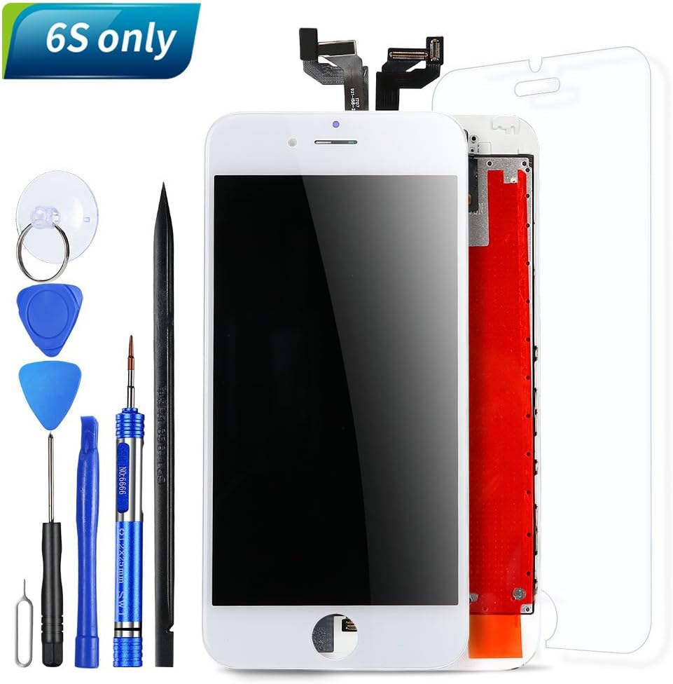 Mobiizoo iPhone 6S Screen Replacement White LCD Repair Kit with Tools, 4.7 Inch 3D Polarized Touch Clear Screen LCD Glass Digitizer Frame Replacement Set with Easy Installation