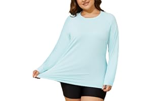 COOTRY Women's Plus Size Sun Shirts UPF 50+ UV Protection Long Sleeve Rash Guard Quick Dry Workout Hiking Fishing Swim Shirt