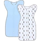 Transition Swaddle, Baby Sleep Sack 3-6 Months Arms up Swaddles 2-Way Zipper 100% Cotton Arms in/out, 0.8 Tog Baby Swaddles Sleep Sack for Boy Girl, 2-Pack Transitional Swaddle Sack (Medium 14-20lbs)