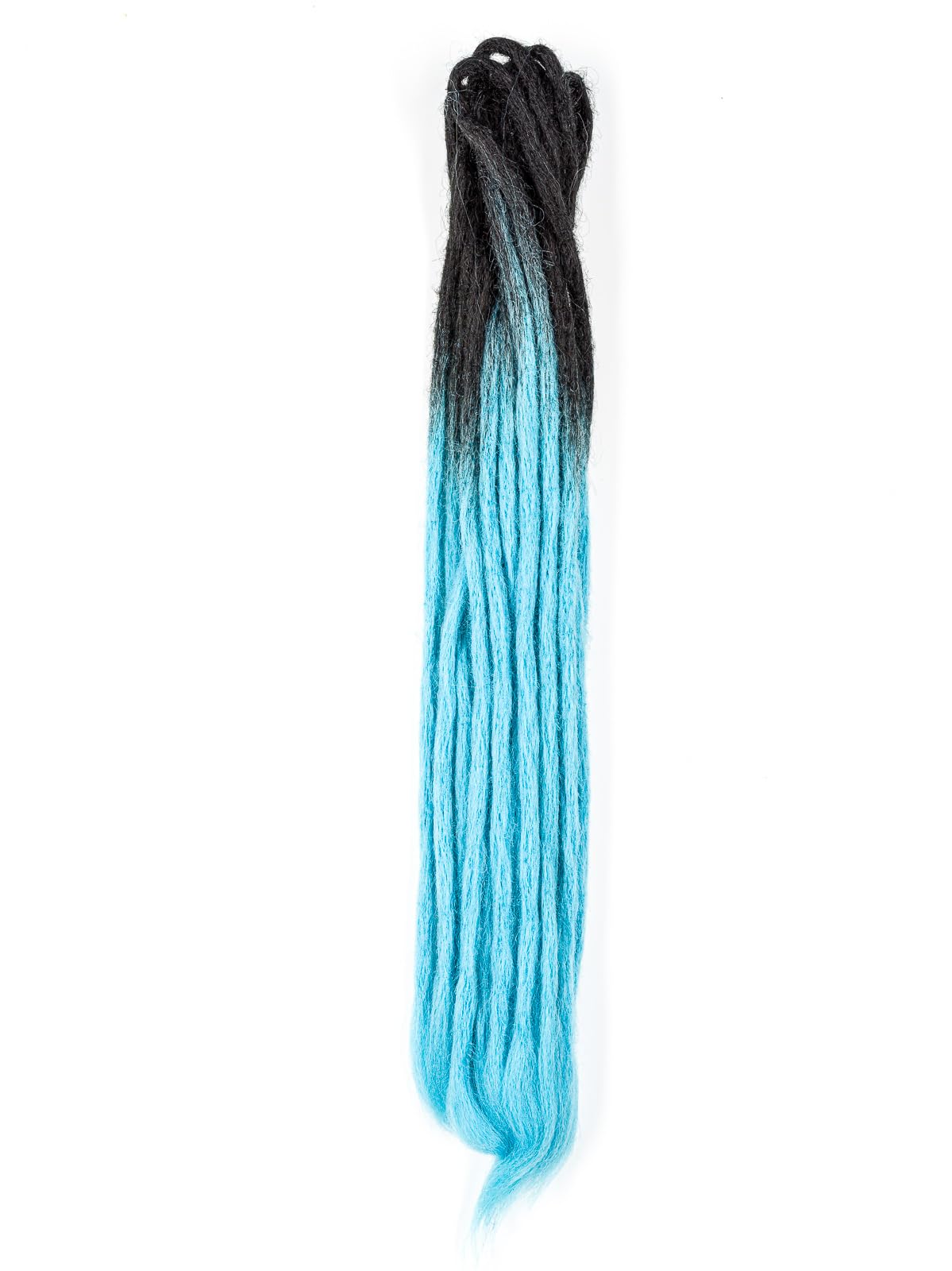DreadLab - Double Ended Synthetic Dreadlocks (Pack of 10) Crochet Extensions (Black Aqua Blue Transitional Crochet)