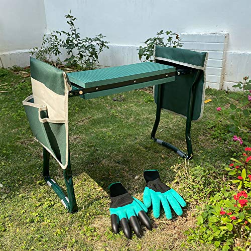 LAIKOU Garden Kneeler and Seat Bench with 2 Free Tool Pouch and 1 Gloves Protects from Dirt & Grass Stains, Foldable…