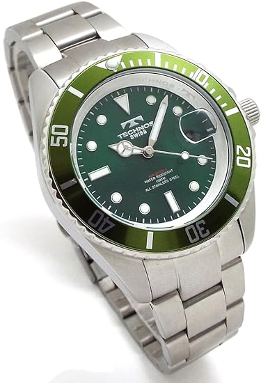 Amazon Technos テクノス メンズ腕時計 ダイバーウォッチ 回転ベゼル グリーンダイヤル 工具ブレスセット Tam629sm Set 並行輸入品 メンズ腕時計 腕時計 通販