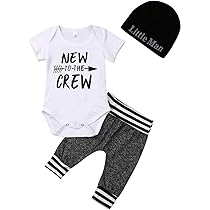 thumbnail image 2 of Newborn Baby Boy Romper Set – Dad + Me Print Long Sleeve Jumpsuit & Hat, 100% Cotton (2-Piece Set) 2 of 9
