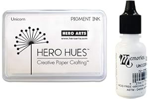 Hero Arts Unicorn White Ink Pad (AF249) and Reinker (NK026), Bundle of 2 Items