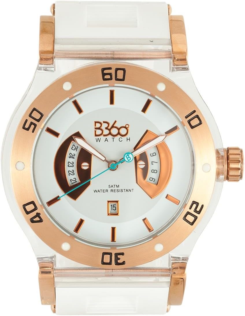 B Class White Gold Clear L - Unisex Watch - Quartz - Analogue - Luminous Hands - White Silicone Strap