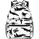Keiutexe Airplane Jet Fighters Backpack With Adjustable Padded Shoulder Straps 17 Inch Daypacks For College Travel