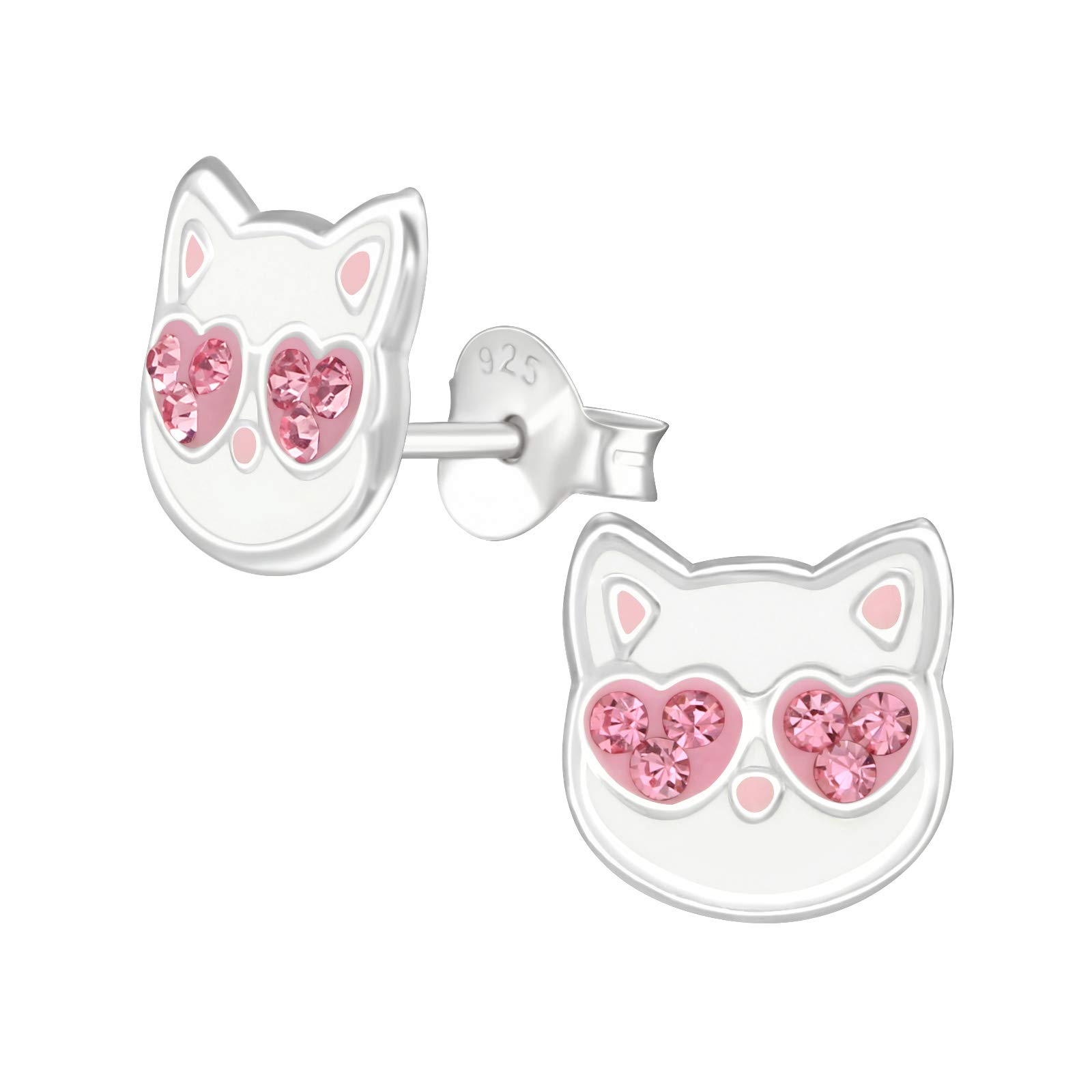 925 Sterling Silver Lightweight Hollow-Back Cat Stud Earrings for Women & Girls – Cute Kitten Animal Pet Jewellery Gift Boxed
