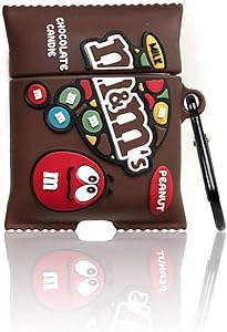 Compatible with Airpods 1/2 Case Cover,Stylish Chic Food Character Skin Keychain,Cute 3D Funny Cartoon Food MM Chocolate Soft Silicone Protective Airpods Cover,for Girls Boys Teens Kids (Brown)