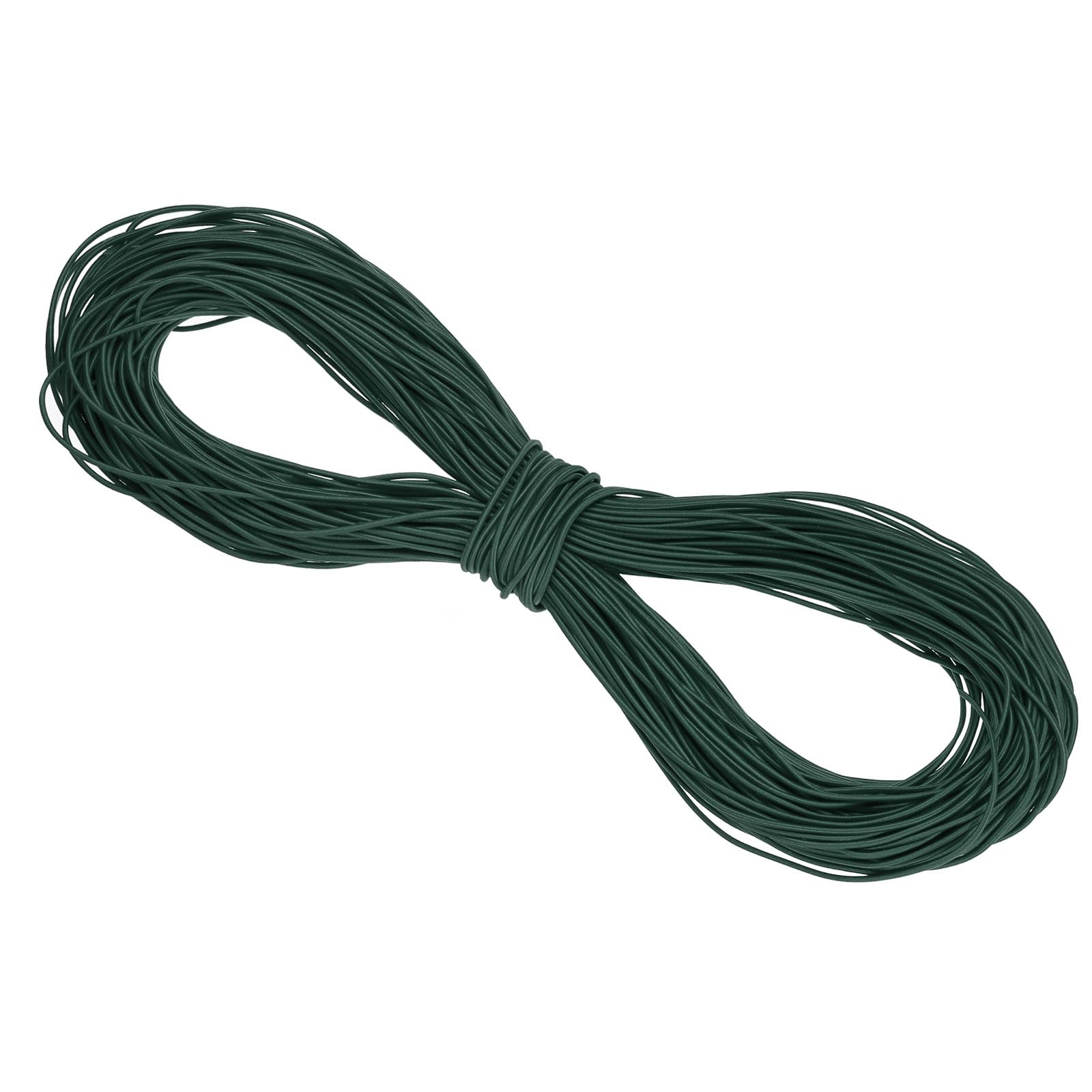 PATIKIL 109 Yards(100m) Bungee Cord Elastic Cord Heavy Stretch String Rope 2mm Dark Green for Crafting DIY Sewing Hook Straps Camping Tie Down Strap