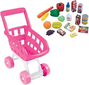 toy supermarket set with shopping trolley