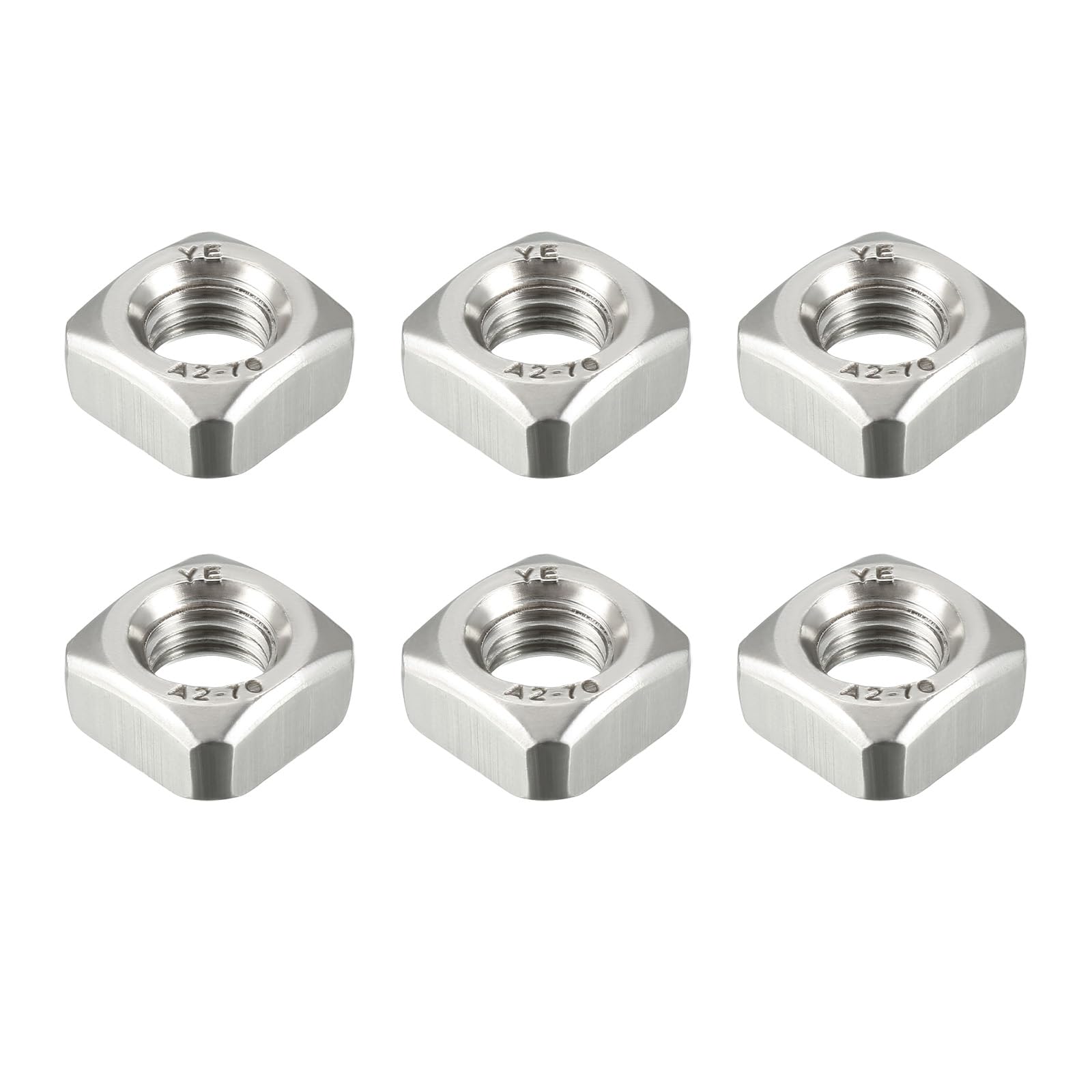 METALLIXITY Square Nuts (M10x1.5mm) 6Pcs, 304 Stainless Steel Hardware Nuts - for Furniture Construction Mechanical Equipment Fasteners, Silver Tone