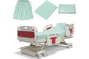 Moukeren 3 Pcs Hospital Bed Sheets for Home Use Extra Long Hospital Bed Fitted Sheets Sets 36 x 84 x 14 Inches Included Quilt Cover and Pillow Case (Dark Green)