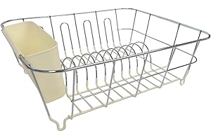 Dish Drying Rack & Cutlery Holder 2 Piece Set - Compact Sink-Fitting Dish Drainer with Rubberized Undercoating, Space-Saving 