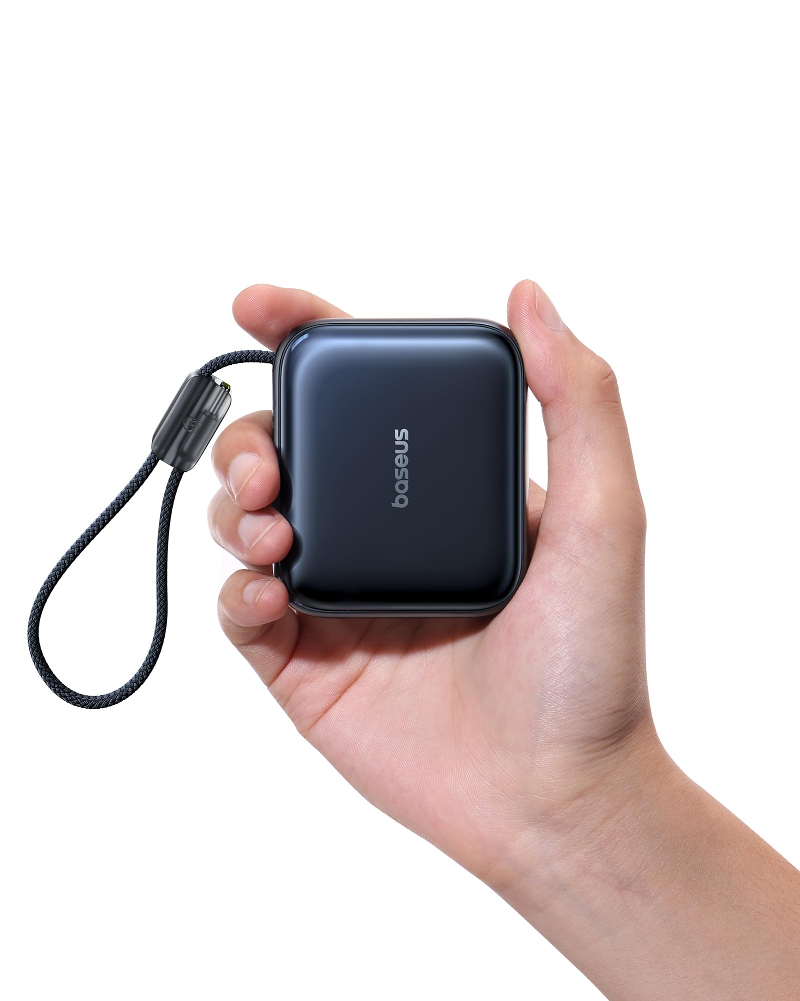 Baseus Mini 10000mAh Power Bank, 45W PD Portable Charger Built-in USB-C Cable, Pocket-Sized Travel Essential Battery Pack, Fast Charging Battery Bank for iPhone 17/16/15 Samsung S25/S24 Pixel 10 iPad